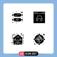 Set of 4 Vector Solid Glyphs on Grid for baby estate sweets secure plant Editable Vector Design Elements