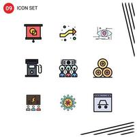 9 Creative Icons Modern Signs and Symbols of meeting maps advanced gas station technology Editable Vector Design Elements