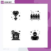 Universal Icon Symbols Group of 4 Modern Solid Glyphs of female discount wedding ink money Editable Vector Design Elements