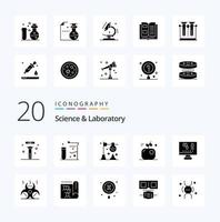 20 Science Solid Glyph icon Pack like biology food science education science vector