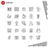 Group of 25 Lines Signs and Symbols for cold rank bag office achievement Editable Vector Design Elements