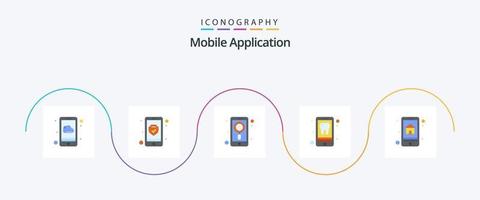 paquete de iconos planos de 5 aplicaciones móviles que incluye la página de inicio. teléfono. aplicación iphone aplicación vector