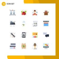 Set of 16 Commercial Flat Colors pack for user person detective laptop business Editable Pack of Creative Vector Design Elements