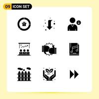 9 Thematic Vector Solid Glyphs and Editable Symbols of box team left user presentation Editable Vector Design Elements