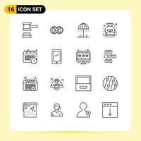 16 User Interface Outline Pack of modern Signs and Symbols of calendar homeopathy man herbal spring Editable Vector Design Elements