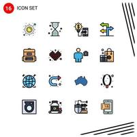 16 concepto de línea llena de color plano para sitios web móviles y aplicaciones bolsa dirección ui flecha smartphone elementos de diseño de vectores creativos editables