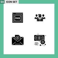 Group of Modern Solid Glyphs Set for free access marketing free friendzone business Editable Vector Design Elements