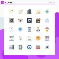 Pack of 25 creative Flat Colors of capital growth building money coin Editable Vector Design Elements