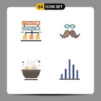 Set of 4 Modern UI Icons Symbols Signs for backup food moustache male stew Editable Vector Design Elements