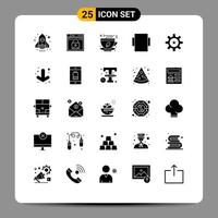 25 Universal Solid Glyphs Set for Web and Mobile Applications management hr lock rotate food Editable Vector Design Elements