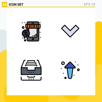 User Interface Pack of 4 Basic Filledline Flat Colors of discount box store down document Editable Vector Design Elements