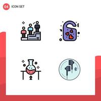 4 Thematic Vector Filledline Flat Colors and Editable Symbols of leaderboard laboratory man heart science Editable Vector Design Elements