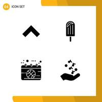 User Interface Pack of 4 Basic Solid Glyphs of arrow game beach ice sport Editable Vector Design Elements