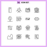 paquete de iconos vectoriales de stock de 16 signos y símbolos de línea para elementos de diseño vectorial editables de computadora de naturaleza de pensamiento de verano de corazón vector