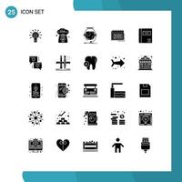 Universal Icon Symbols Group of 25 Modern Solid Glyphs of date calendar hat support online Editable Vector Design Elements