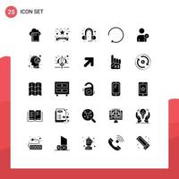 Solid Glyph Pack of 25 Universal Symbols of basic user ear man clockwise Editable Vector Design Elements