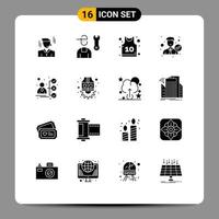 16 Thematic Vector Solid Glyphs and Editable Symbols of briefcase office service man accept Editable Vector Design Elements