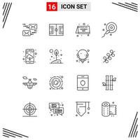 Universal Icon Symbols Group of 16 Modern Outlines of app download bio soccer sperms fathers day Editable Vector Design Elements