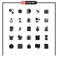 Group of 25 Modern Solid Glyphs Set for help left design up thinking Editable Vector Design Elements