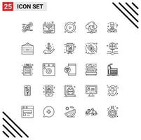 25 User Interface Line Pack of modern Signs and Symbols of counselor document control cloud sharing Editable Vector Design Elements