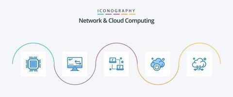 Network And Cloud Computing Blue 5 Icon Pack Including connection. technology. technology. power. transfer vector