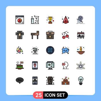 Modern Set of 25 Filled line Flat Colors and symbols such as frag printing cup triangle box Editable Vector Design Elements