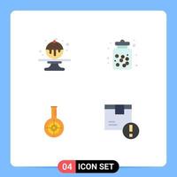 Mobile Interface Flat Icon Set of 4 Pictograms of sweet flask candy food lab Editable Vector Design Elements