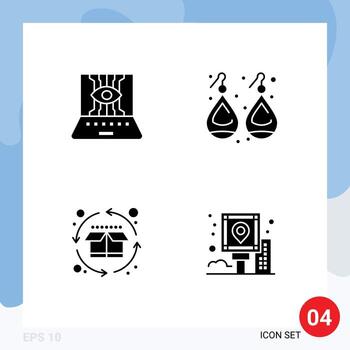 Solid Glyph Pack of 4 Universal Symbols of applied science cycle technic gold product Editable Vector Design Elements