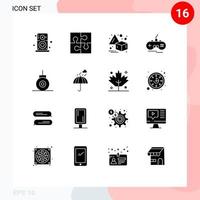 Group of 16 Solid Glyphs Signs and Symbols for bathyscaphe gamepad teamwork xbox joystick Editable Vector Design Elements