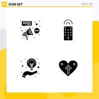 Modern Set of 4 Solid Glyphs Pictograph of advertising creative campaign remote idea Editable Vector Design Elements