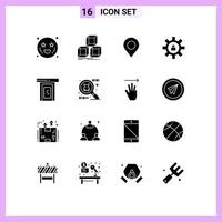 16 Thematic Vector Solid Glyphs and Editable Symbols of cloud support map lock gear Editable Vector Design Elements