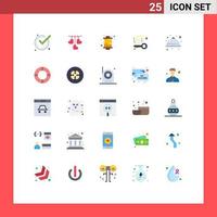 Set of 25 Modern UI Icons Symbols Signs for food private arabian key cyber Editable Vector Design Elements