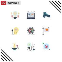 Modern Set of 9 Flat Colors Pictograph of knowledge ability html boosting skates Editable Vector Design Elements