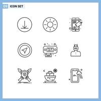 Set of 9 Modern UI Icons Symbols Signs for head data mobile connection pointer Editable Vector Design Elements