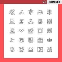 25 Thematic Vector Lines and Editable Symbols of idea bulb leak play cubes Editable Vector Design Elements