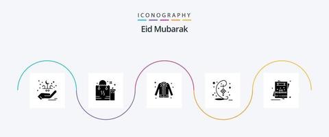 Eid Mubarak Glyph 5 Icon Pack Including hari raya. eid. eid. decoration. shopping vector