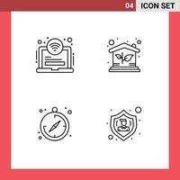 Group of 4 Filledline Flat Colors Signs and Symbols for area compass wifi investment action Editable Vector Design Elements