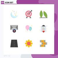 Pack of 9 Modern Flat Colors Signs and Symbols for Web Print Media such as baby stuff message money mail food health Editable Vector Design Elements