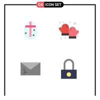 Modern Set of 4 Flat Icons Pictograph of easter egg infected holidays cooking security Editable Vector Design Elements