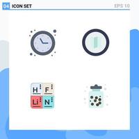 Set of 4 Modern UI Icons Symbols Signs for clock elements time optimization map candy Editable Vector Design Elements