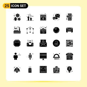 25 Thematic Vector Solid Glyphs and Editable Symbols of messages chat forward web page Editable Vector Design Elements