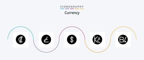 Currency Glyph 5 Icon Pack Including . coin . cryptocurrency. koruna . money vector