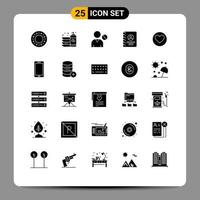 Group of 25 Modern Solid Glyphs Set for love user avatar book user Editable Vector Design Elements