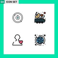 4 Universal Filledline Flat Colors Set for Web and Mobile Applications astronomy user learning science heart Editable Vector Design Elements