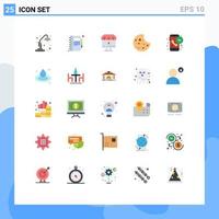 Universal Icon Symbols Group of 25 Modern Flat Colors of call sausage note food e Editable Vector Design Elements