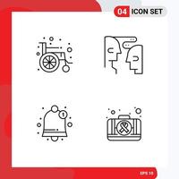 Line Pack of 4 Universal Symbols of medical user brain interaction kit Editable Vector Design Elements