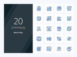 20 viernes negro icono de color azul para presentación vector