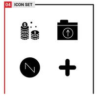 4 Creative Icons Modern Signs and Symbols of coins sound cash folder add Editable Vector Design Elements