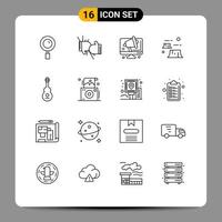 Pictogram Set of 16 Simple Outlines of environment deforestation gloves damage computer Editable Vector Design Elements