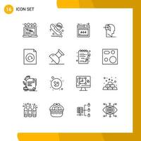 paquete de 16 signos y símbolos de esquemas modernos para medios de impresión web, como elementos de diseño de vectores editables internos con mentalidad de error de documento de recarga